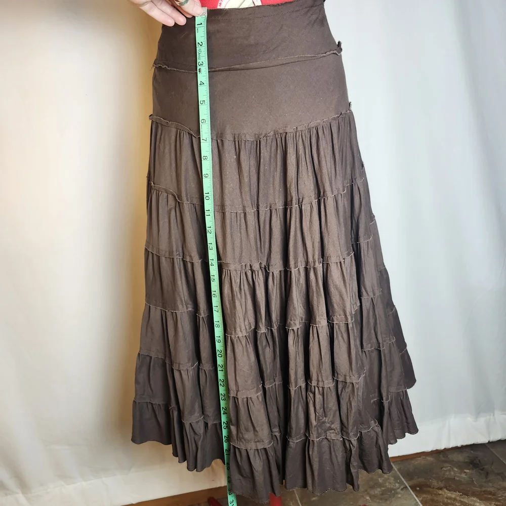 Elegant Tiered Maxi Skirt in Chocolate Brown - Picture 5 of 8